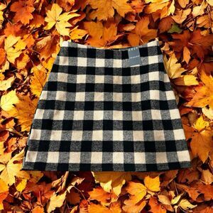 Primark Buffalo Plaid Mini Skirt Sz 4 Wool Blend Back Seam Zipper New